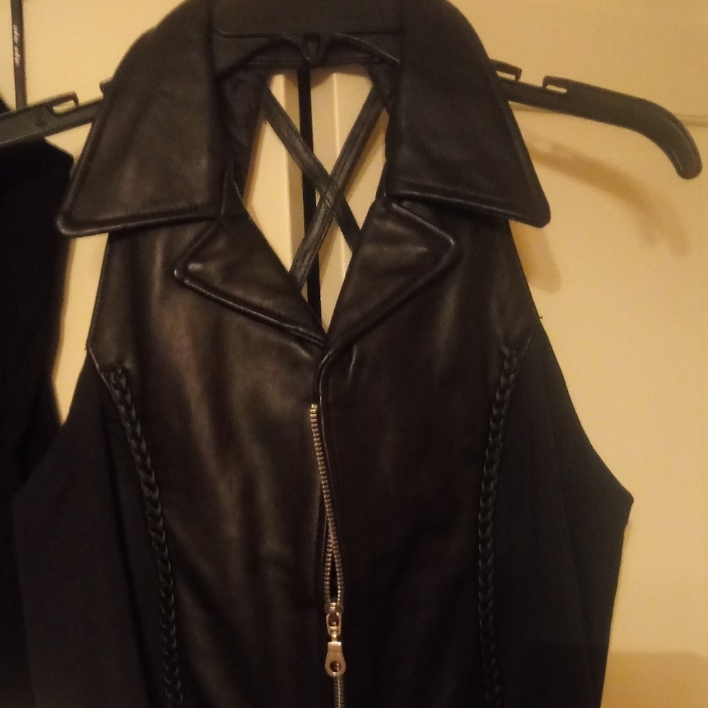 Black Leather halter
